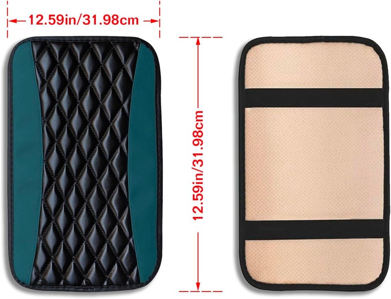 Couslcd Auto Center Console Pad, Universal Waterproof Armrest Seat Box Cover, Car Interior Accessories, Leather Auto Armrest Cover Protector for Most Vehicle, SUV, Truck (Dark Green) - Image 2
